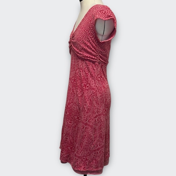 ATHLETA Dhara Pink Paisley Burnout Double Layer Dress S Travel Boho Coastal - Picture 5 of 10